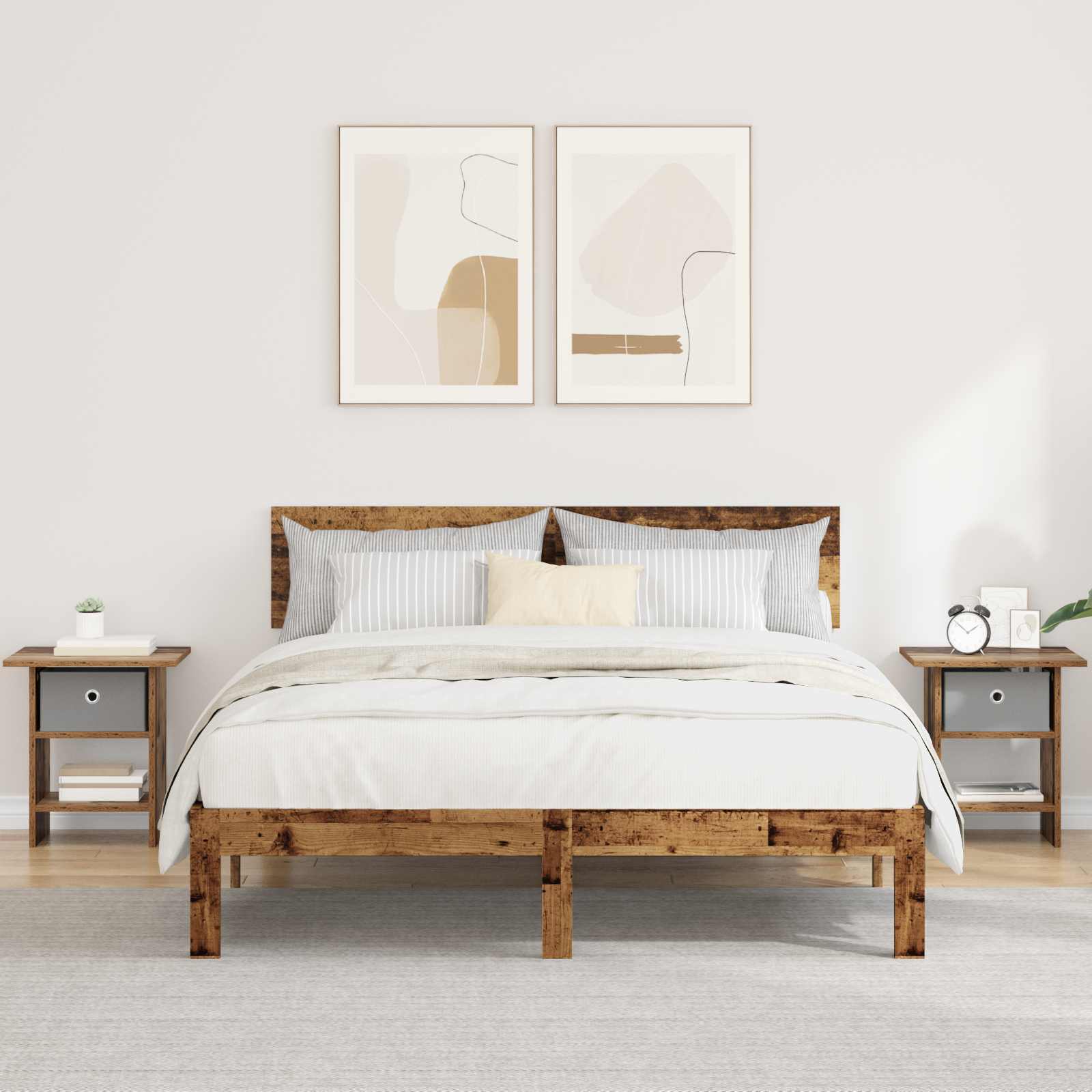 Κομοδίνο 2 pcs Παλιό ξύλο 41 x 40 x 45 εκ Επεξεργασμένο ξύλο - Pakobazaar