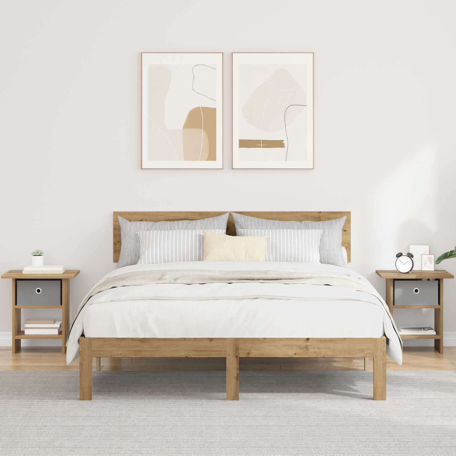 Κομοδίνο 2 pcs Artisan Oak 41 x 40 x 45 εκ Επεξεργασμένο ξύλο - Pakobazaar