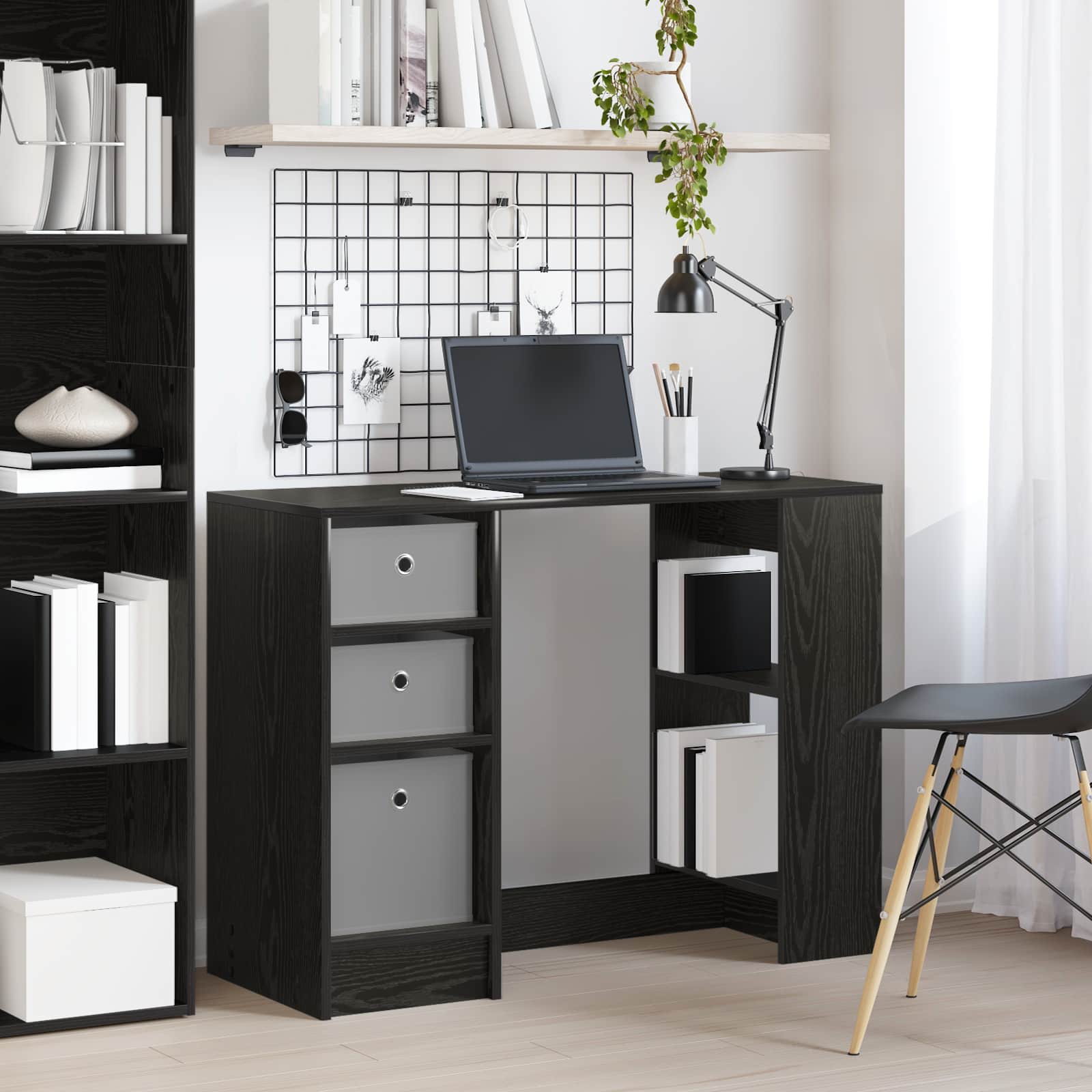 Γραφείο με ράφι Μαύρη Οξυά 100 x 40 x 75 cm Επεξεργασμένο ξύλο - Pakobazaar