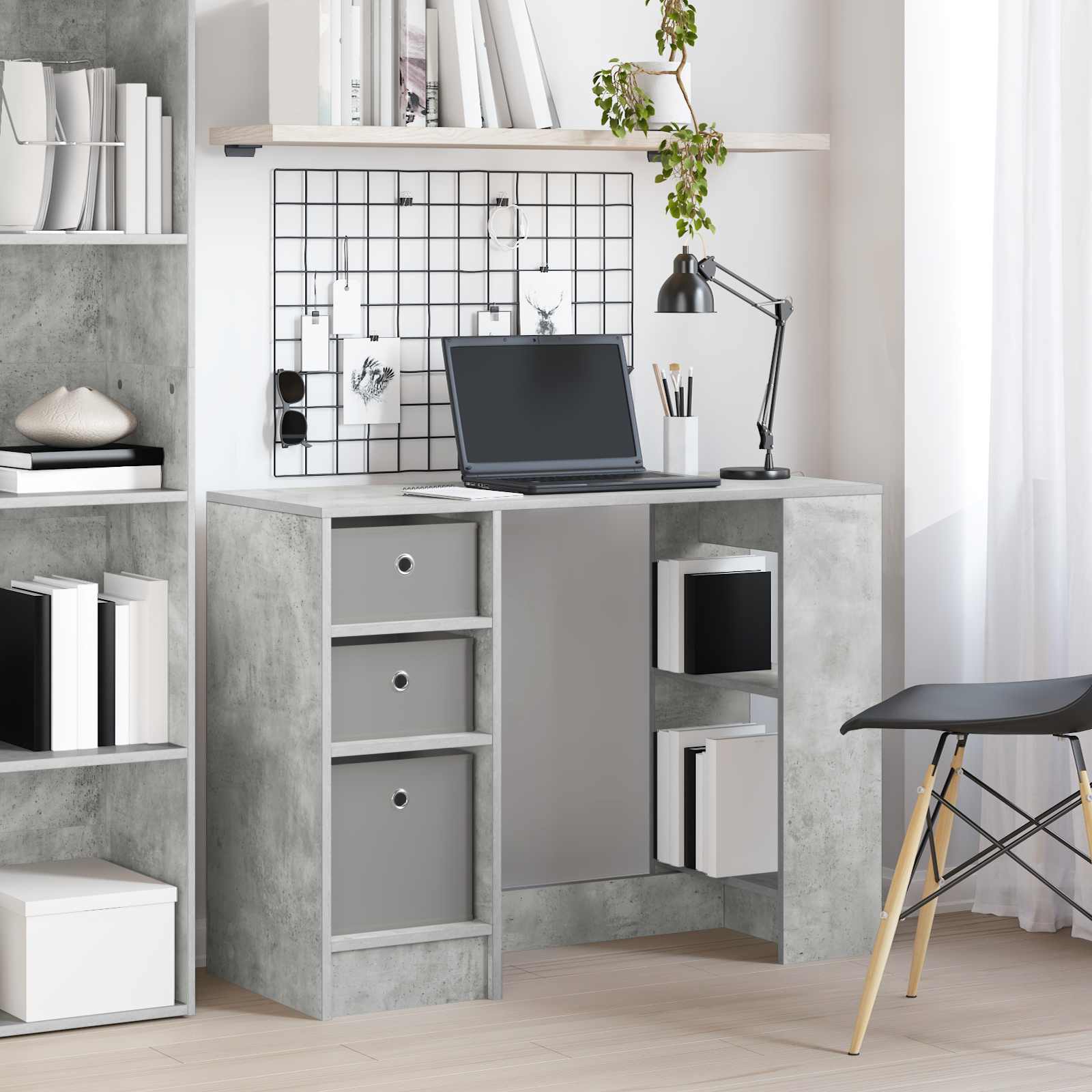 Γραφείο Σκυρόδεμα Γκρι 100 x 40 x 75 cm Επεξεργασμένο ξύλο - Pakobazaar