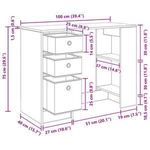 Γραφείο Καπνιστό Δρύς 100 x 40 x 75 cm Επεξεργασμένο ξύλο - Pakobazaar