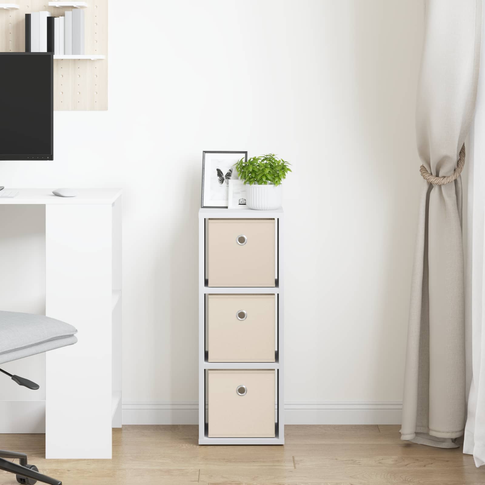 Πλαϊνό γραφείο με συρτάρι Λευκό 25,5 x 22 x 69,5 εκ - Pakobazaar