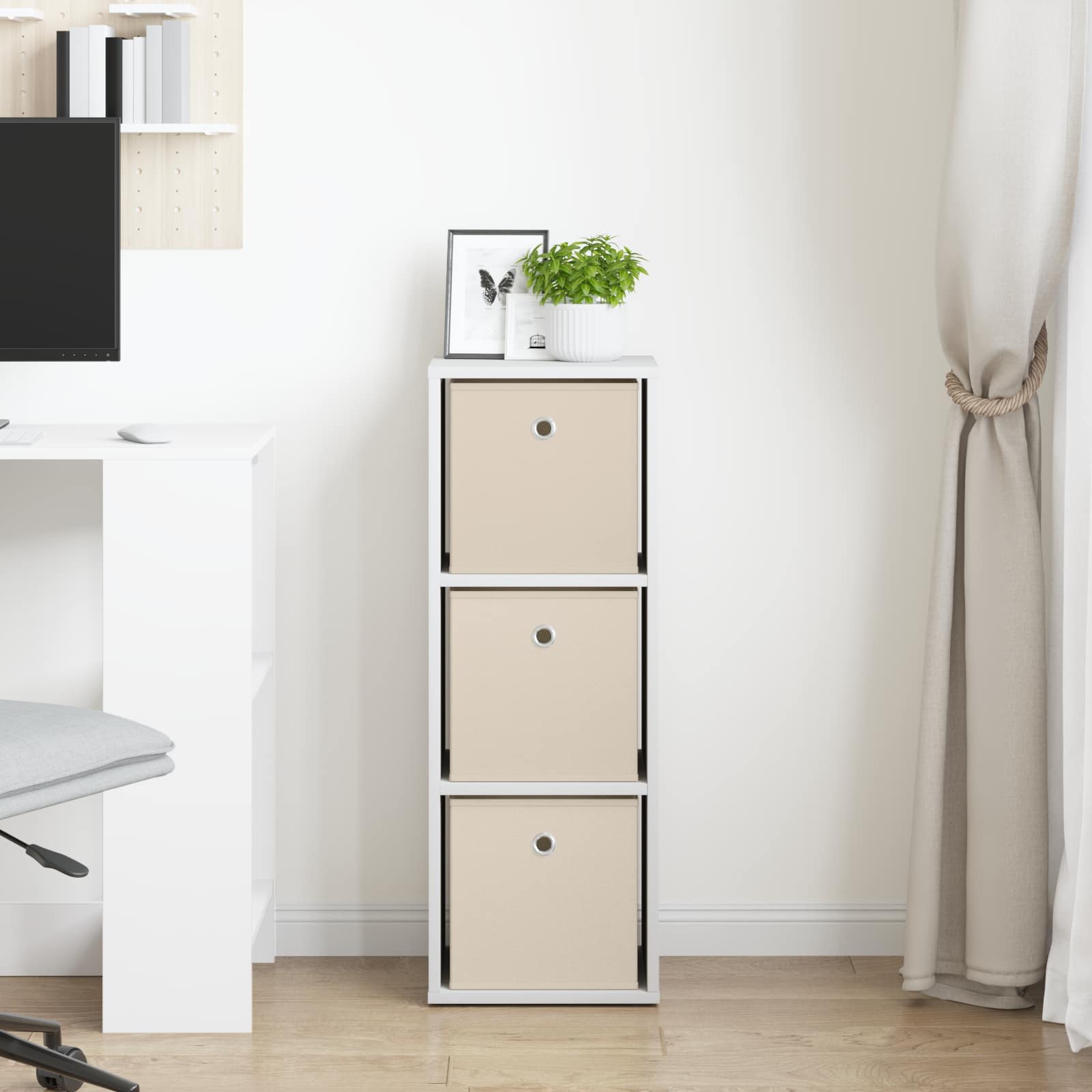 Πλαϊνό γραφείο με συρτάρι Λευκό 30,5 x 27 x 84,5 εκ - Pakobazaar