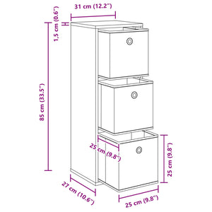 Πλαϊνό γραφείο με συρτάρι Δρύς Sonoma 30,5 x 27 x 84,5 εκ - Pakobazaar