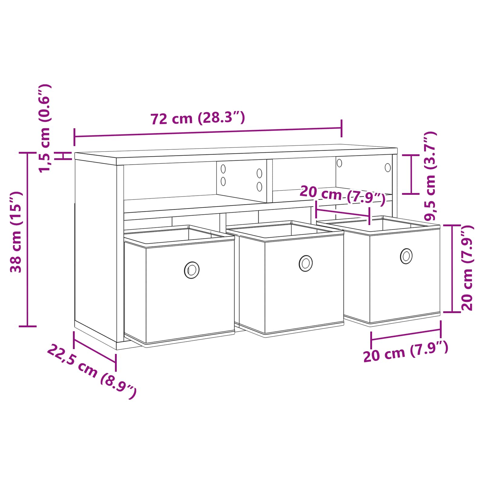 Χαμηλό γραφείο με συρτάρι Δρύς Sonoma 72 x 22,5 x 38 εκ - Pakobazaar