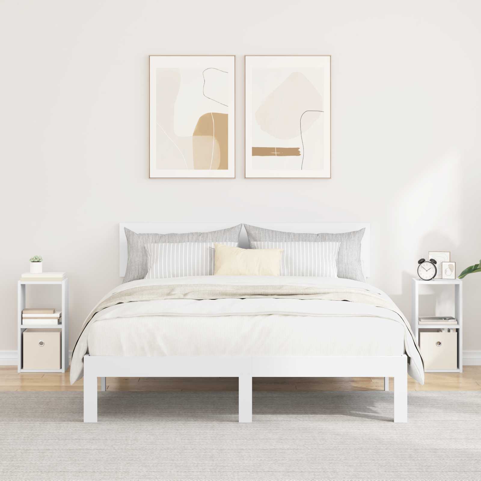 Κομοδίνο 2 pcs Λευκό 25,5 x 22 x 49,5 εκ Επεξεργασμένο ξύλο - Pakobazaar