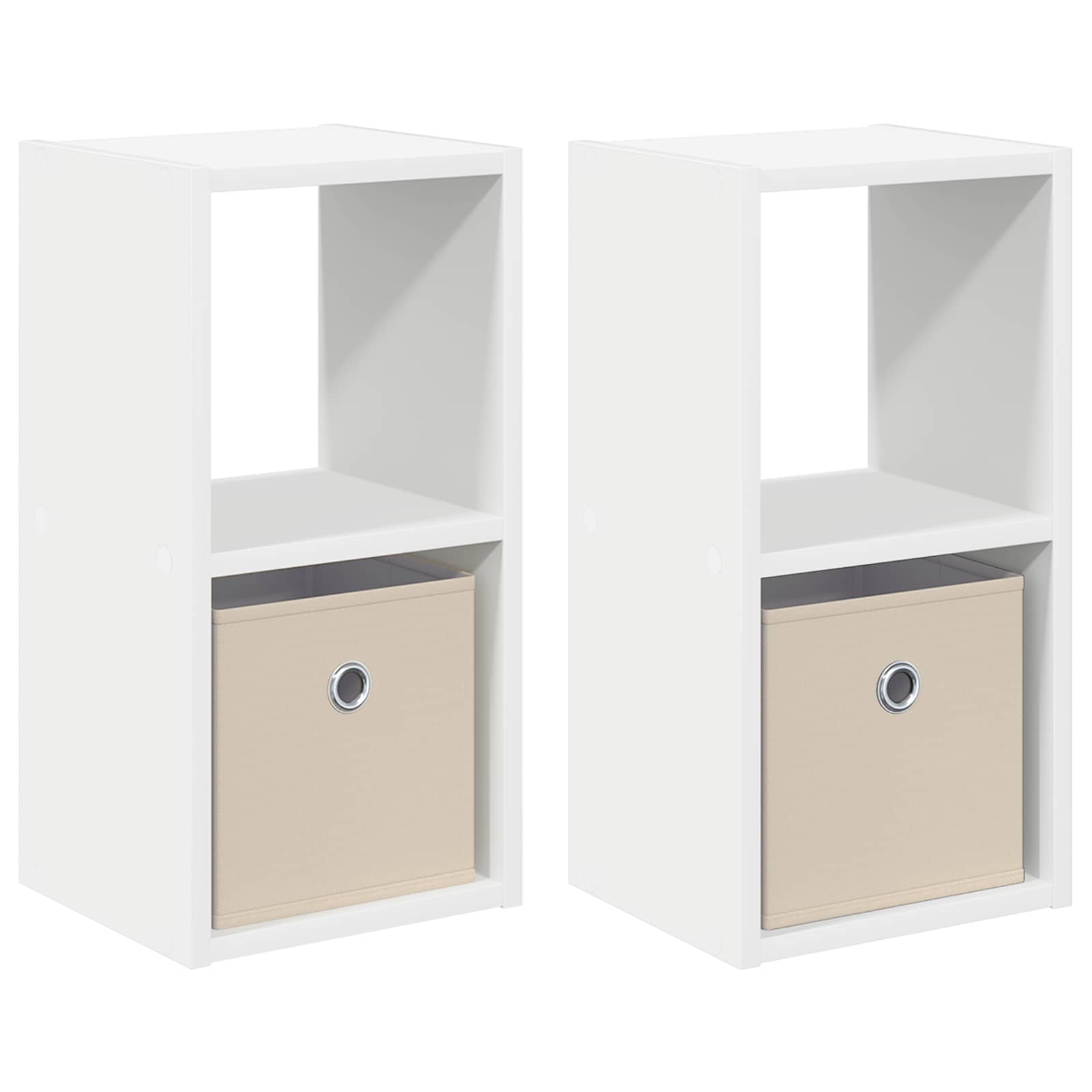 Κομοδίνο 2 pcs Λευκό 25,5 x 22 x 49,5 εκ Επεξεργασμένο ξύλο - Pakobazaar
