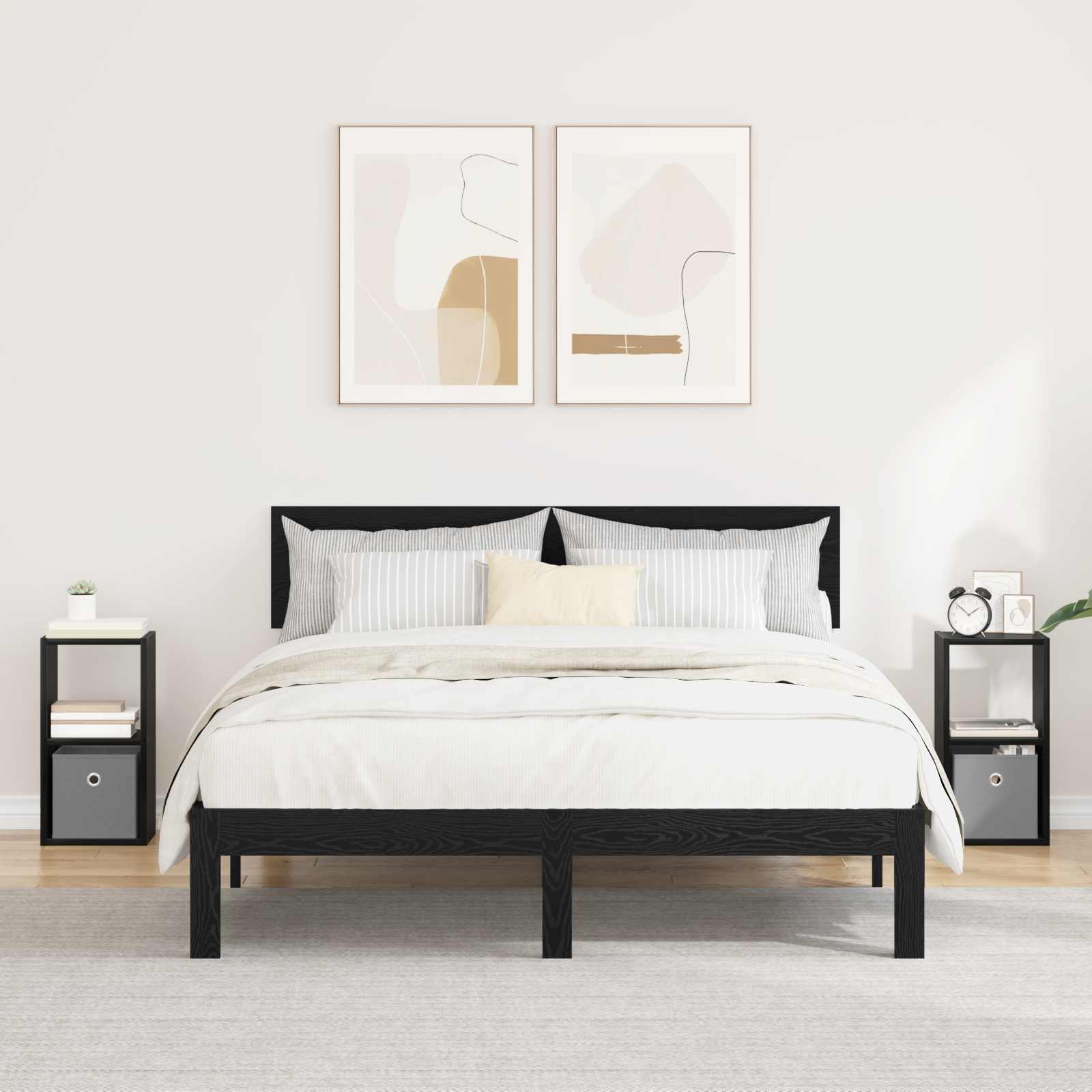 Κομοδίνο με συρτάρι 2 pcs Μαύρη Οξυά 25,5 x 22 x 49,5 εκ - Pakobazaar