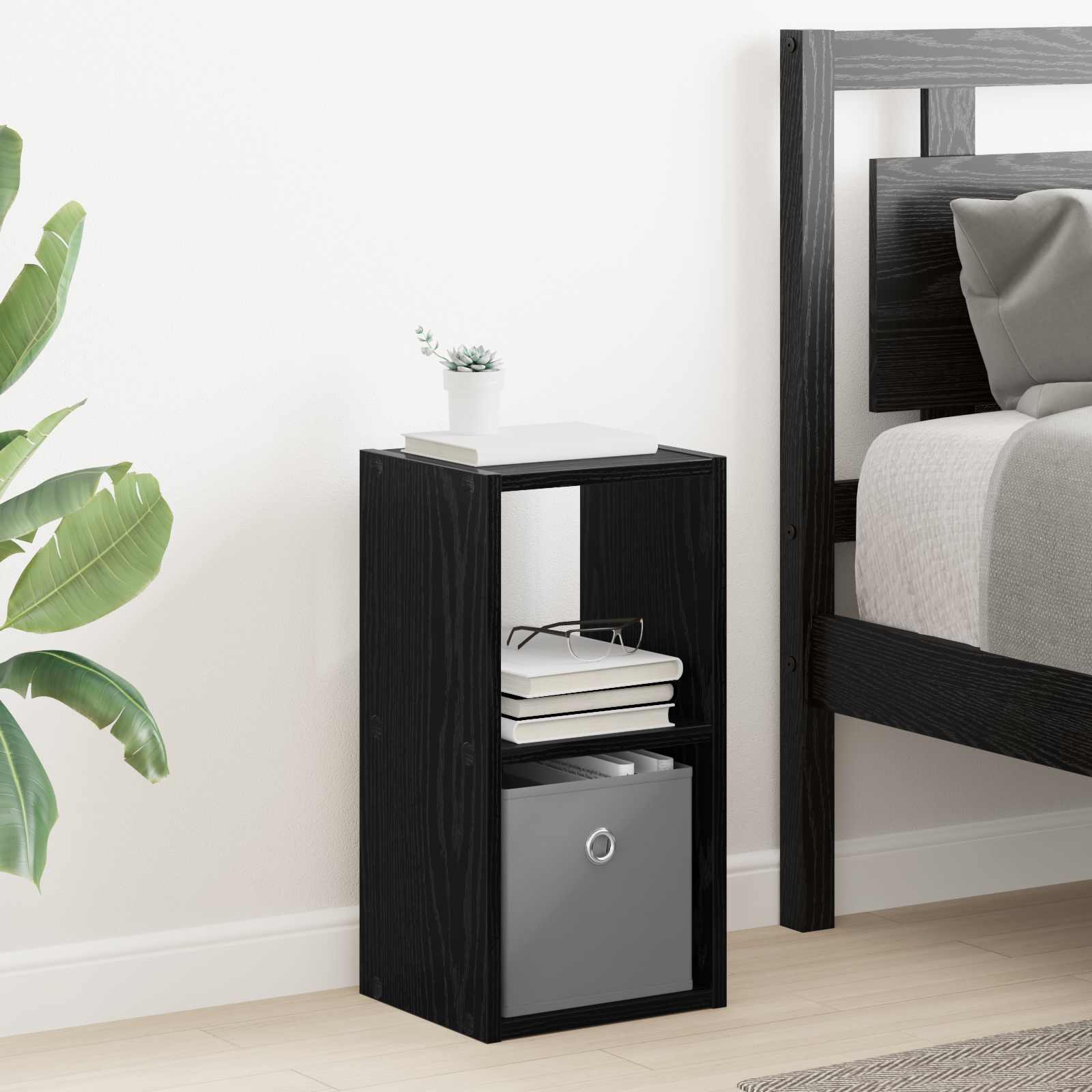 Κομοδίνο με συρτάρι 2 pcs Μαύρη Οξυά 25,5 x 22 x 49,5 εκ - Pakobazaar