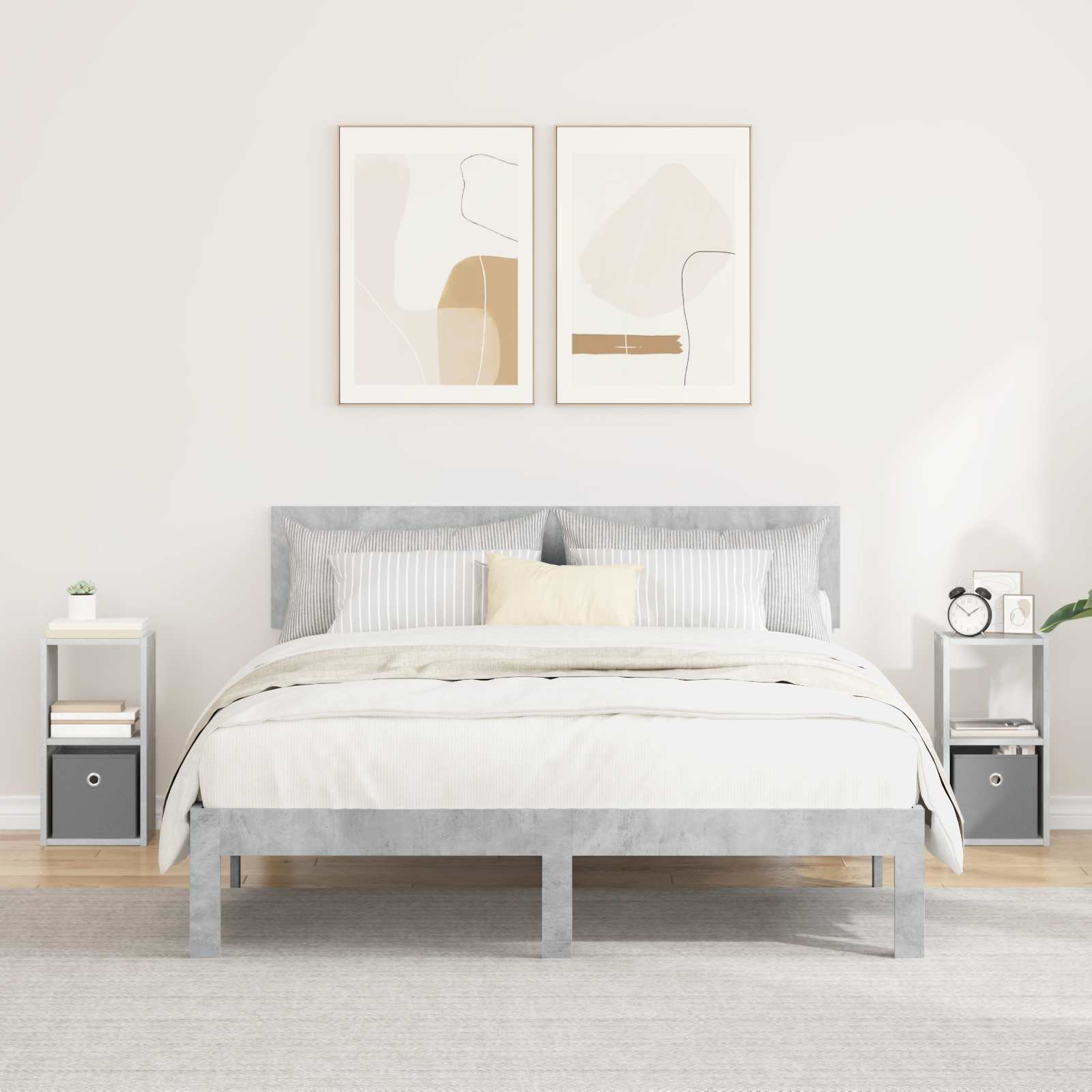 Κομοδίνο με συρτάρι 2 pcs Σκυρόδεμα Γκρι 25,5 x 22 x 49,5 εκ - Pakobazaar