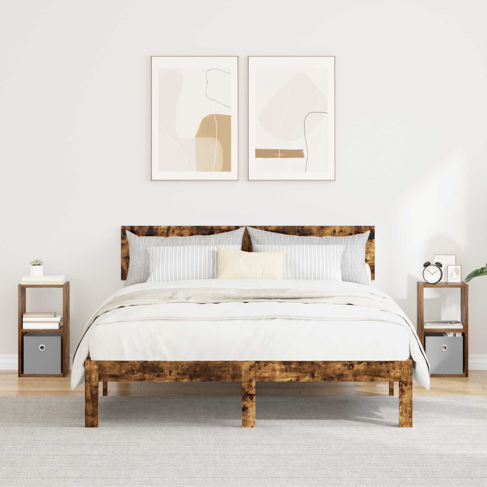 Κομοδίνο με συρτάρι 2 pcs Καπνιστό Δρύς 25,5 x 22 x 49,5 εκ - Pakobazaar