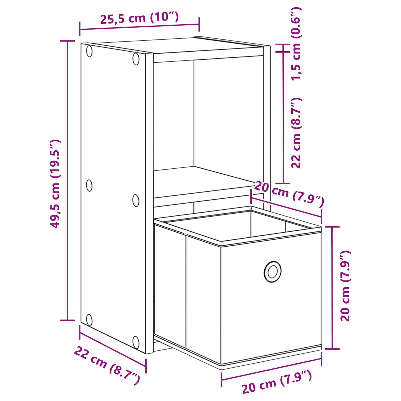 Κομοδίνο με συρτάρι 2 pcs Καπνιστό Δρύς 25,5 x 22 x 49,5 εκ - Pakobazaar