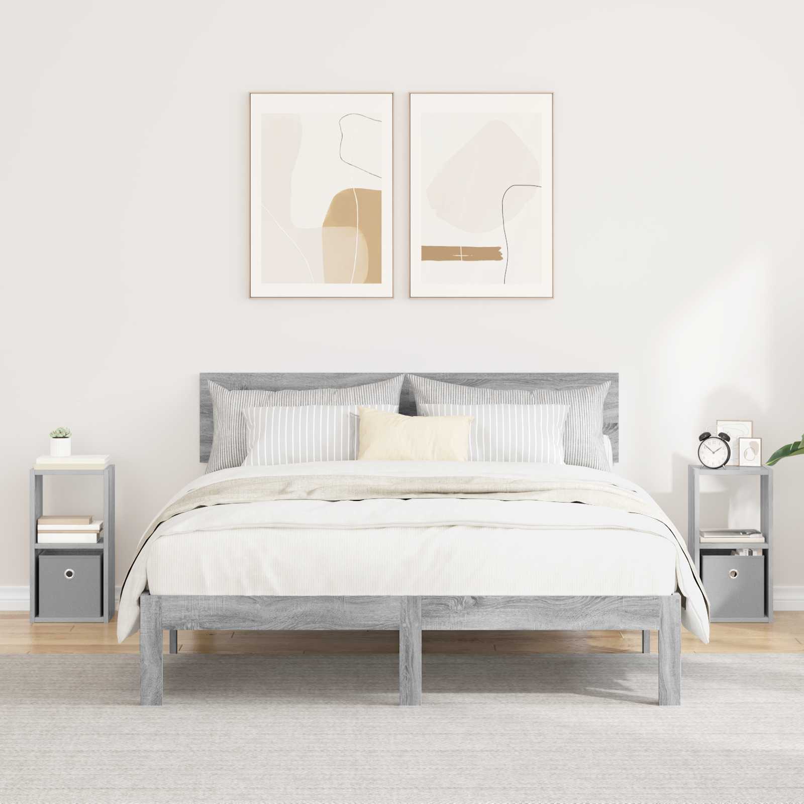 Κομοδίνο με συρτάρι 2 pcs Γκρίζο Σονομα 25,5 x 22 x 49,5 εκ - Pakobazaar