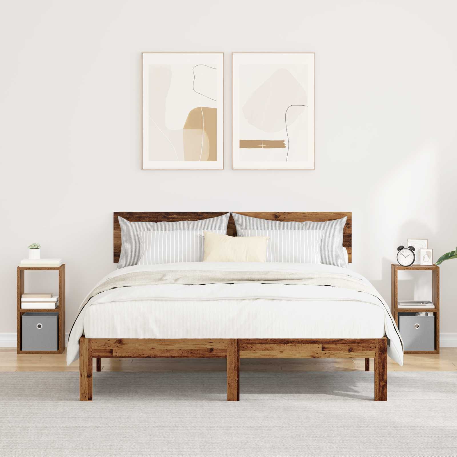 Κομοδίνο με συρτάρι 2 pcs Παλιό ξύλο 25,5 x 22 x 49,5 εκ - Pakobazaar