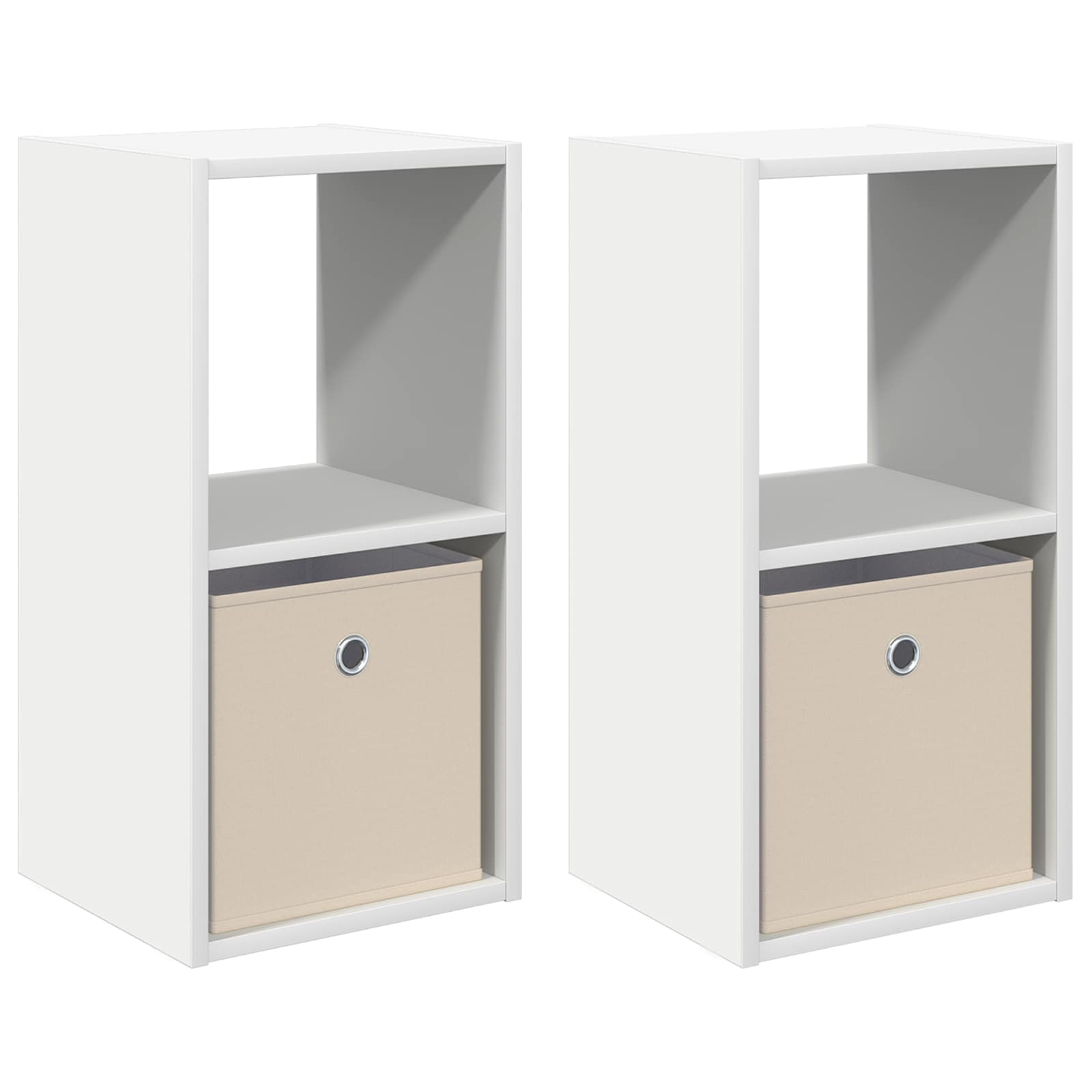 Κομοδίνο 2 pcs Λευκό 30,5 x 27 x 59,5 εκ Επεξεργασμένο ξύλο - Pakobazaar