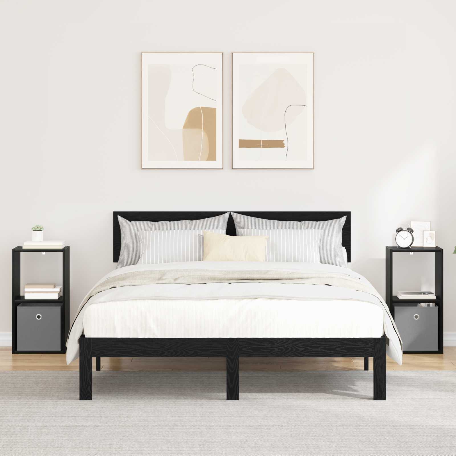Κομοδίνο με συρτάρι 2 pcs Μαύρη Οξυά 30,5 x 27 x 59,5 εκ - Pakobazaar