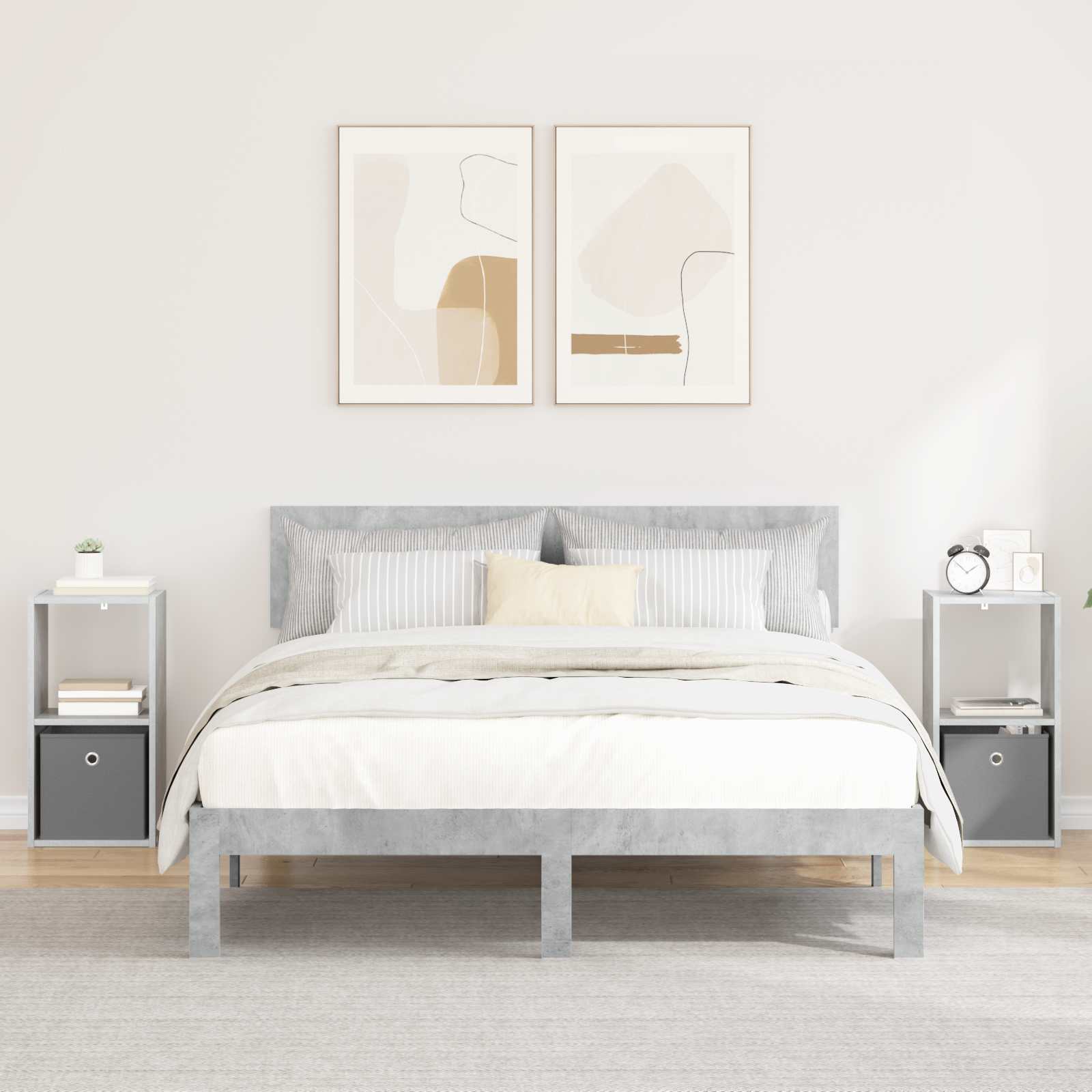 Κομοδίνο με συρτάρι 2 pcs Σκυρόδεμα Γκρι 30,5 x 27 x 59,5 εκ - Pakobazaar
