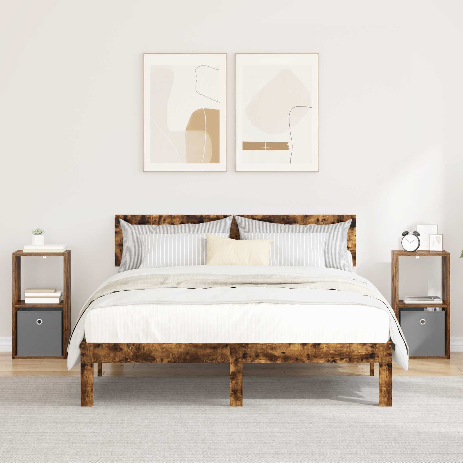 Κομοδίνο με συρτάρι 2 pcs Καπνιστό Δρύς 30,5 x 27 x 59,5 εκ - Pakobazaar