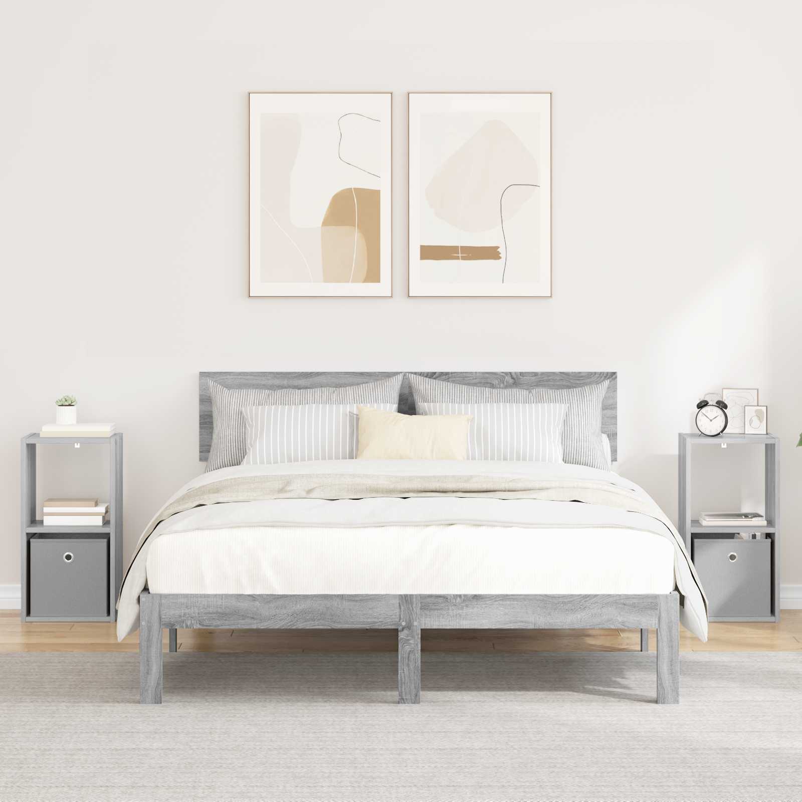 Κομοδίνο με συρτάρι 2 pcs Γκρίζο Σονομα 30,5 x 27 x 59,5 εκ - Pakobazaar