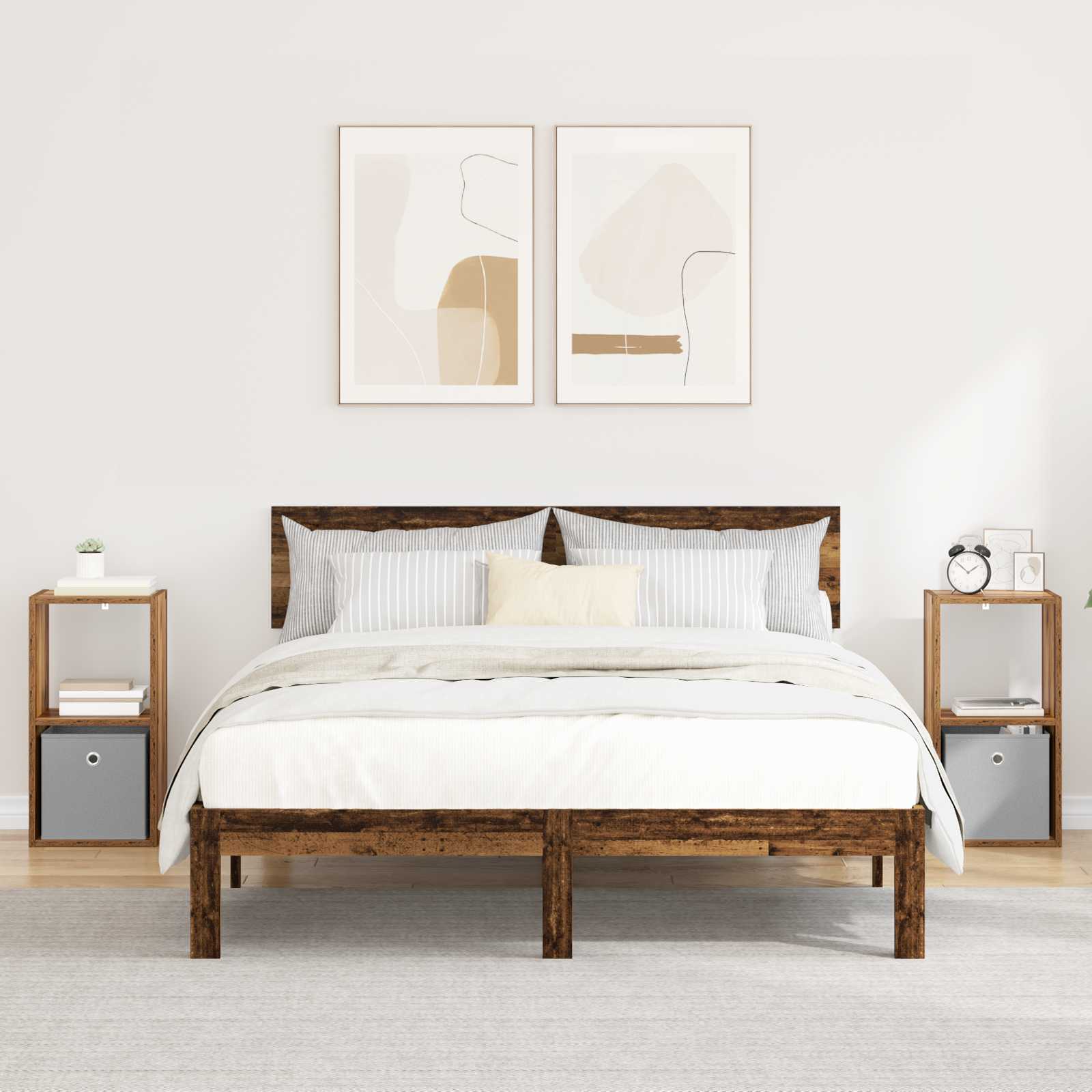 Κομοδίνο με συρτάρι 2 pcs Παλιό ξύλο 30,5 x 27 x 59,5 εκ - Pakobazaar
