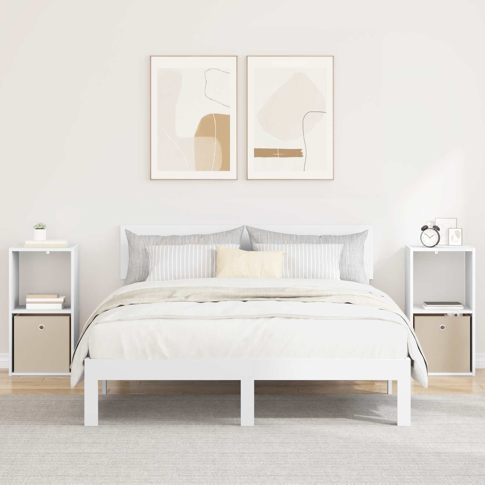 Κομοδίνο 2 pcs Λευκό 35 x 32 x 68,5 εκ Επεξεργασμένο ξύλο - Pakobazaar