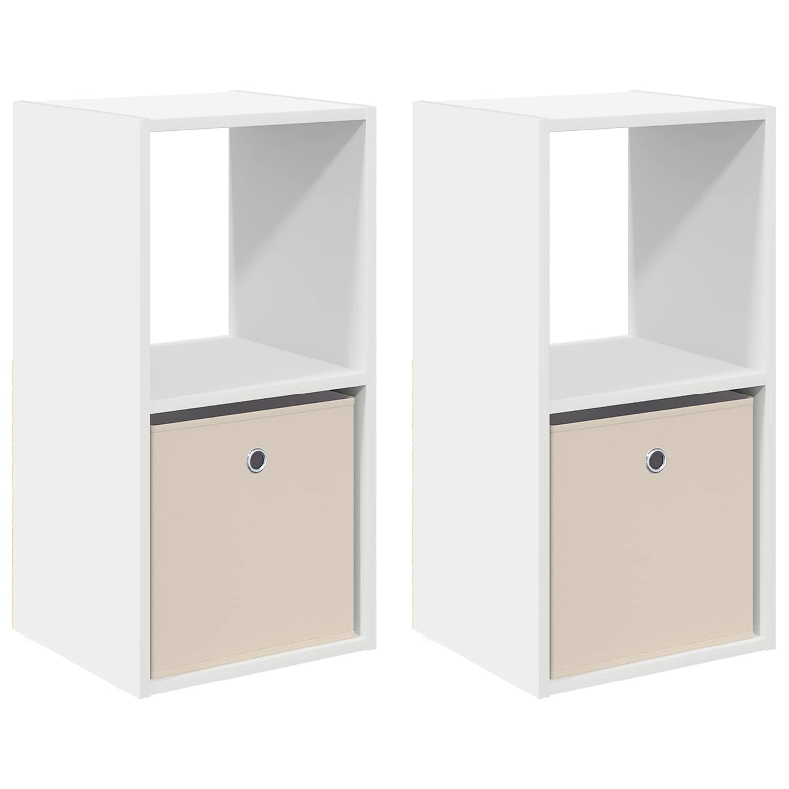 Κομοδίνο 2 pcs Λευκό 35 x 32 x 68,5 εκ Επεξεργασμένο ξύλο - Pakobazaar