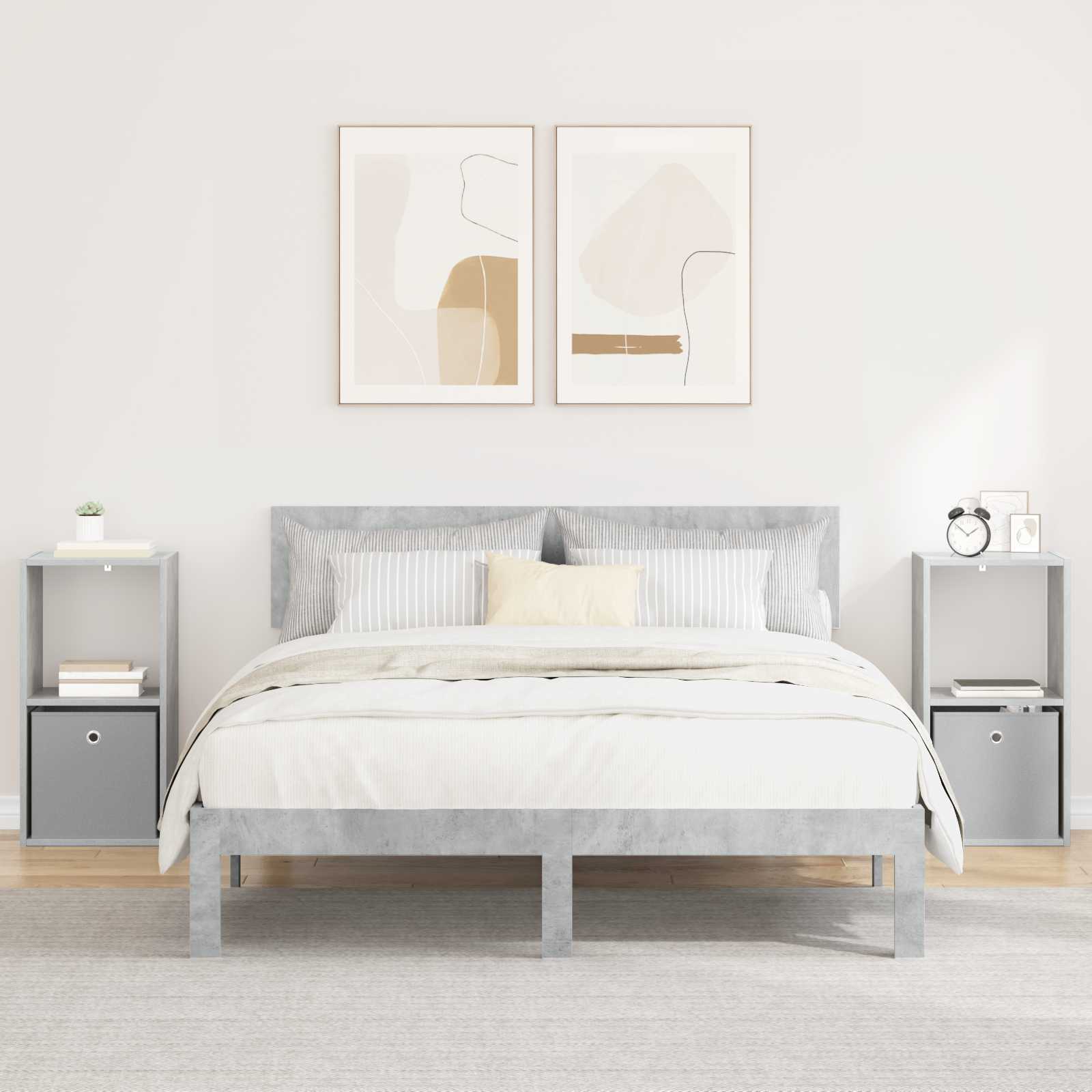 Κομοδίνο με συρτάρι 2 pcs Σκυρόδεμα Γκρι 35 x 32 x 68,5 εκ - Pakobazaar