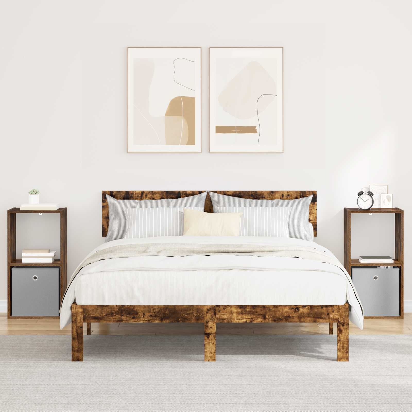 Κομοδίνο με συρτάρι 2 pcs Καπνιστό Δρύς 35 x 32 x 68,5 εκ - Pakobazaar