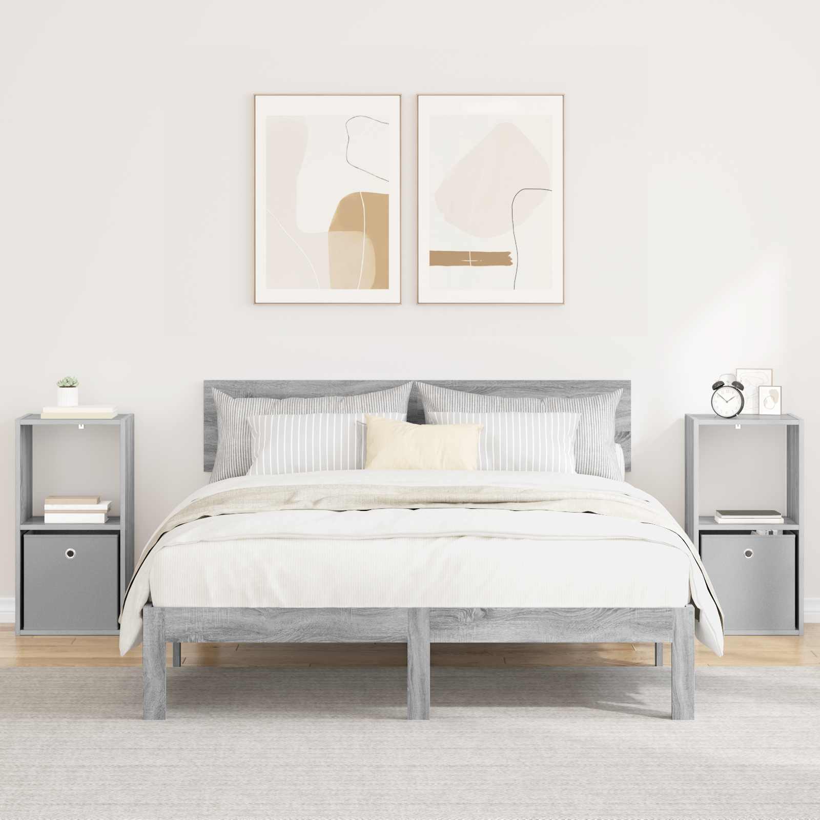 Κομοδίνο με συρτάρι 2 pcs Γκρίζο Σονομα 35 x 32 x 68,5 εκ - Pakobazaar