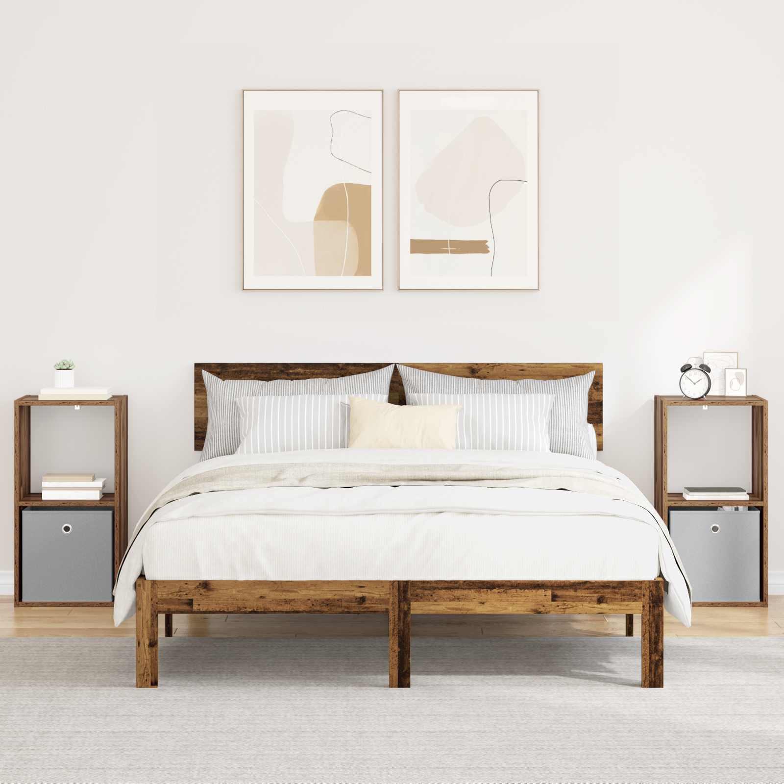 Κομοδίνο 2 pcs Παλιό ξύλο 35 x 32 x 68,5 εκ Επεξεργασμένο ξύλο - Pakobazaar