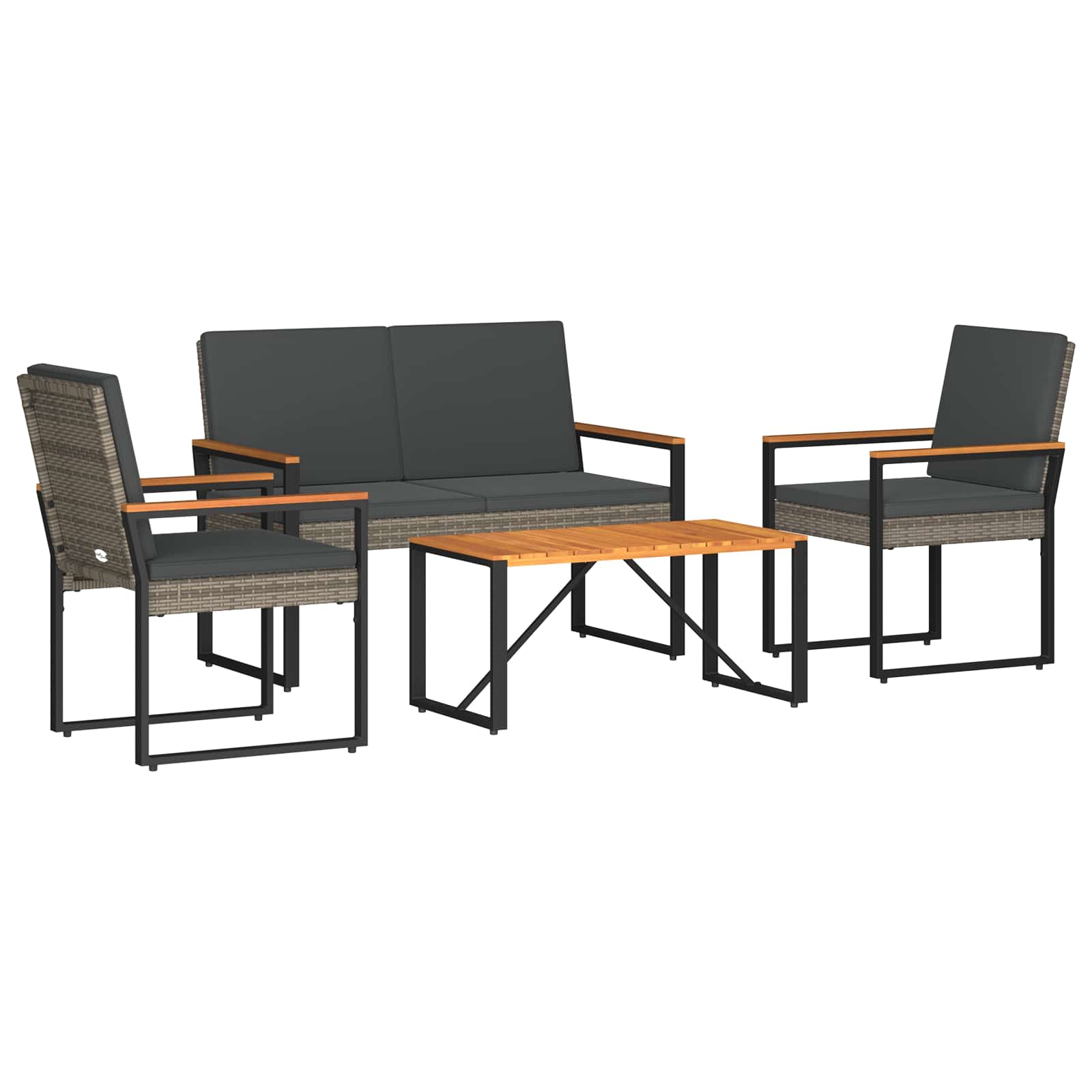 Σετ Εξωτερικών Επίπλων με μαξιλάρι 4 pcs Γκρι και Σκούρο Γκρι - Pakobazaar