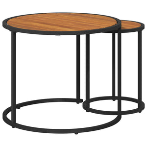 Σετ Τραπεζιού Για Καφέ 2 pcs Φυσικό και Μαύρο 55 x 55 x 45 cm - Pakobazaar
