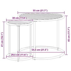 Σετ Τραπεζιού Για Καφέ 2 pcs Φυσικό και Μαύρο 55 x 55 x 45 cm - Pakobazaar