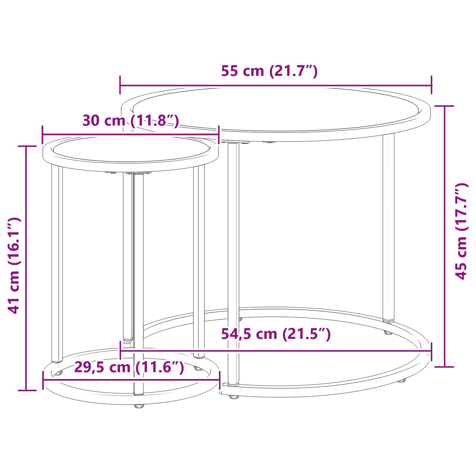 Σετ Τραπεζιού Για Καφέ 2 pcs 55 x 55 x 45 cm ατσάλι - Pakobazaar