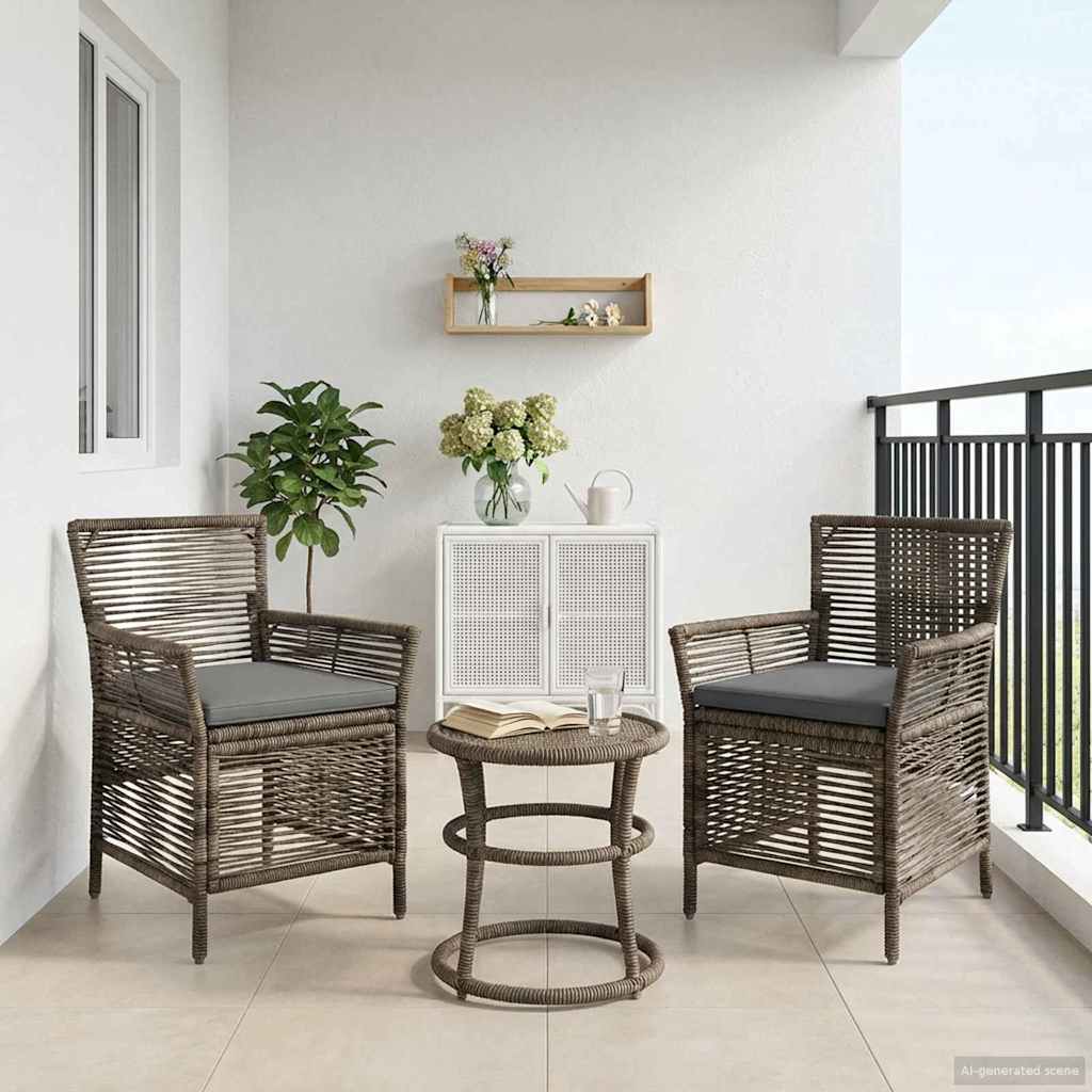 Εξωτερική Καρέκλα 2 pcs Γκρι και Σκούρο Γκρι συνθετικό ρατάν - Pakobazaar