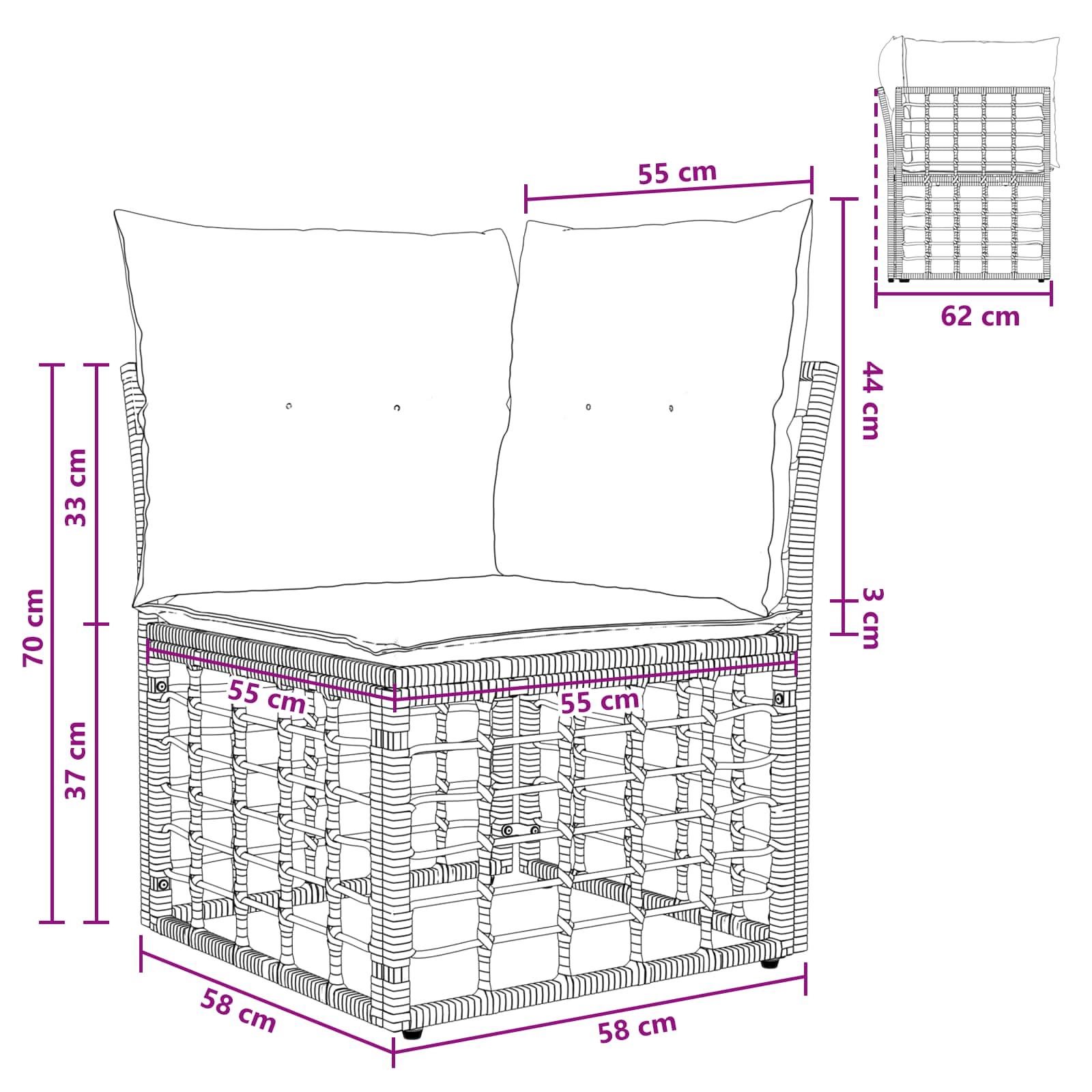 Μονάδα Γωνιακού Καναπέ Εξωτερικού Χώρου Modular Φυσικό - Pakobazaar