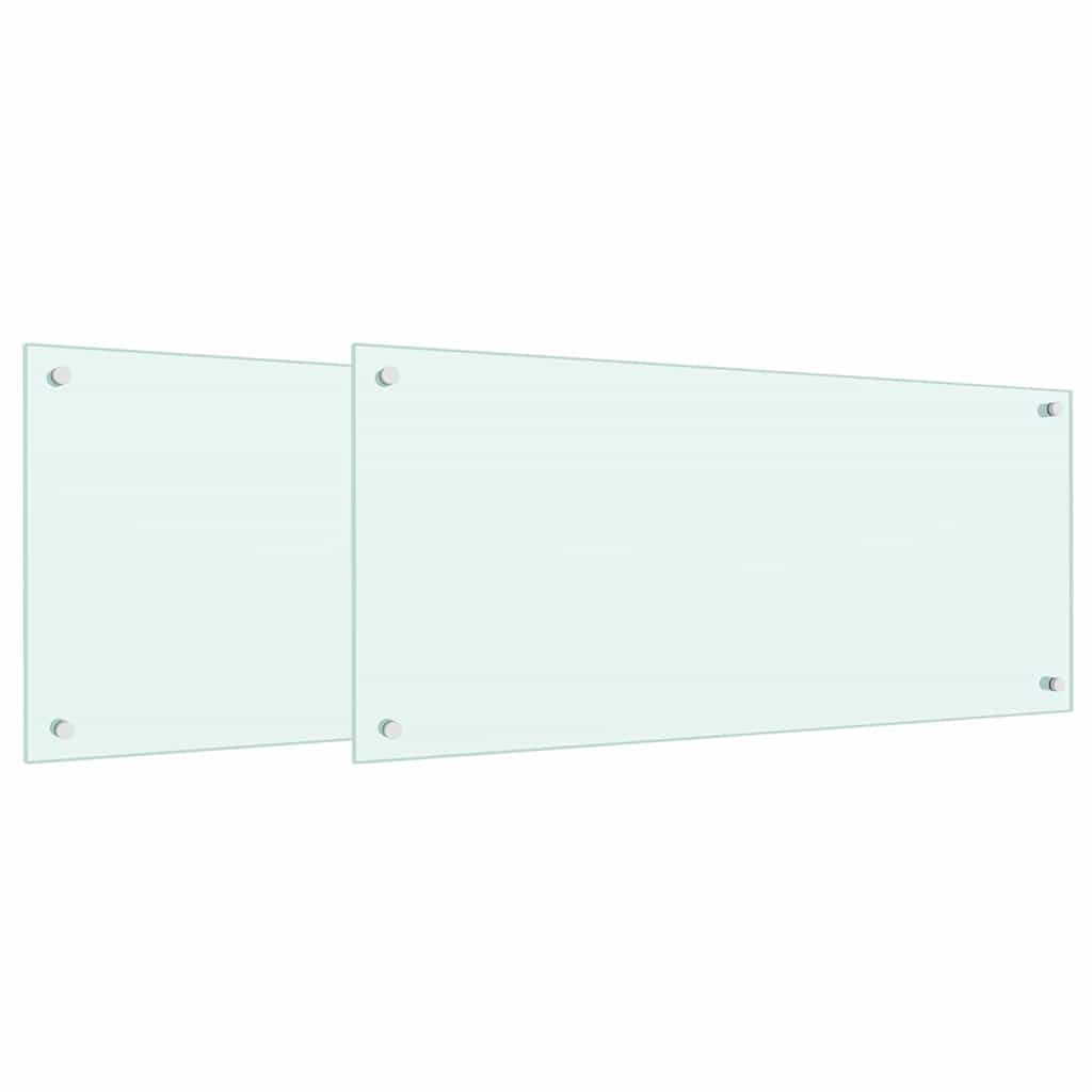 Πίσω Πάνελ Κουζίνας 2 pcs Λευκό 90 x 40 cm σκληρυμένο γυαλί - Pakobazaar