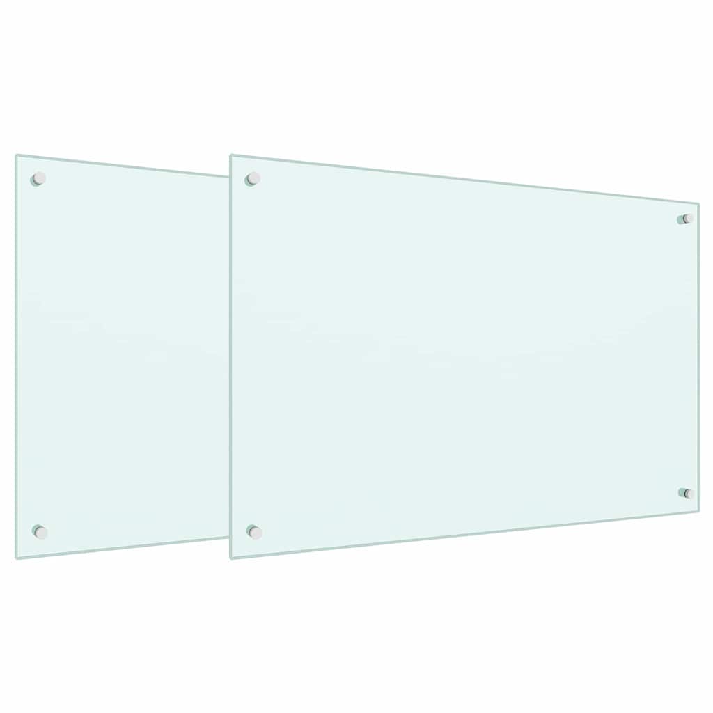 Πλάτη κουζίνας 2 pcs Λευκό 90 x 60 cm σκληρυμένο γυαλί