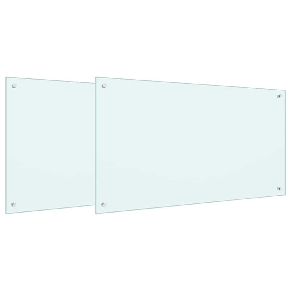 Πίσω Πάνελ Κουζίνας 2 pcs Λευκό 100 x 60 cm σκληρυμένο γυαλί - Pakobazaar