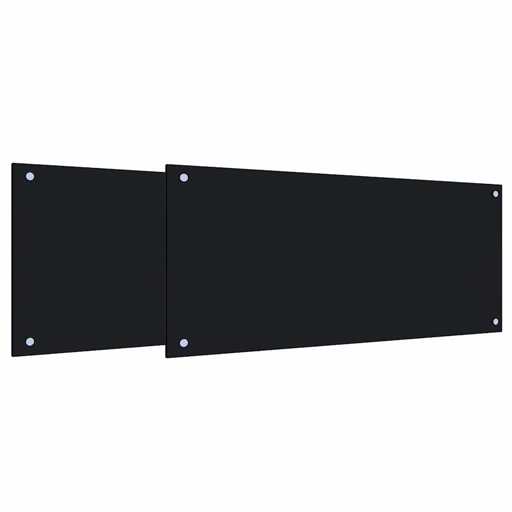 Πλάτη κουζίνας 2 pcs Μαύρο 90 x 40 cm σκληρυμένο γυαλί
