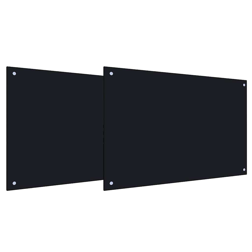Πίσω Πάνελ Κουζίνας 2 pcs Μαύρο 90 x 50 cm σκληρυμένο γυαλί - Pakobazaar