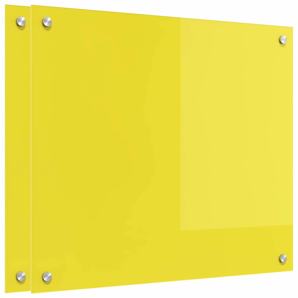 Πλάτη κουζίνας 2 pcs Κίτρινο 70 x 60 cm σκληρυμένο γυαλί