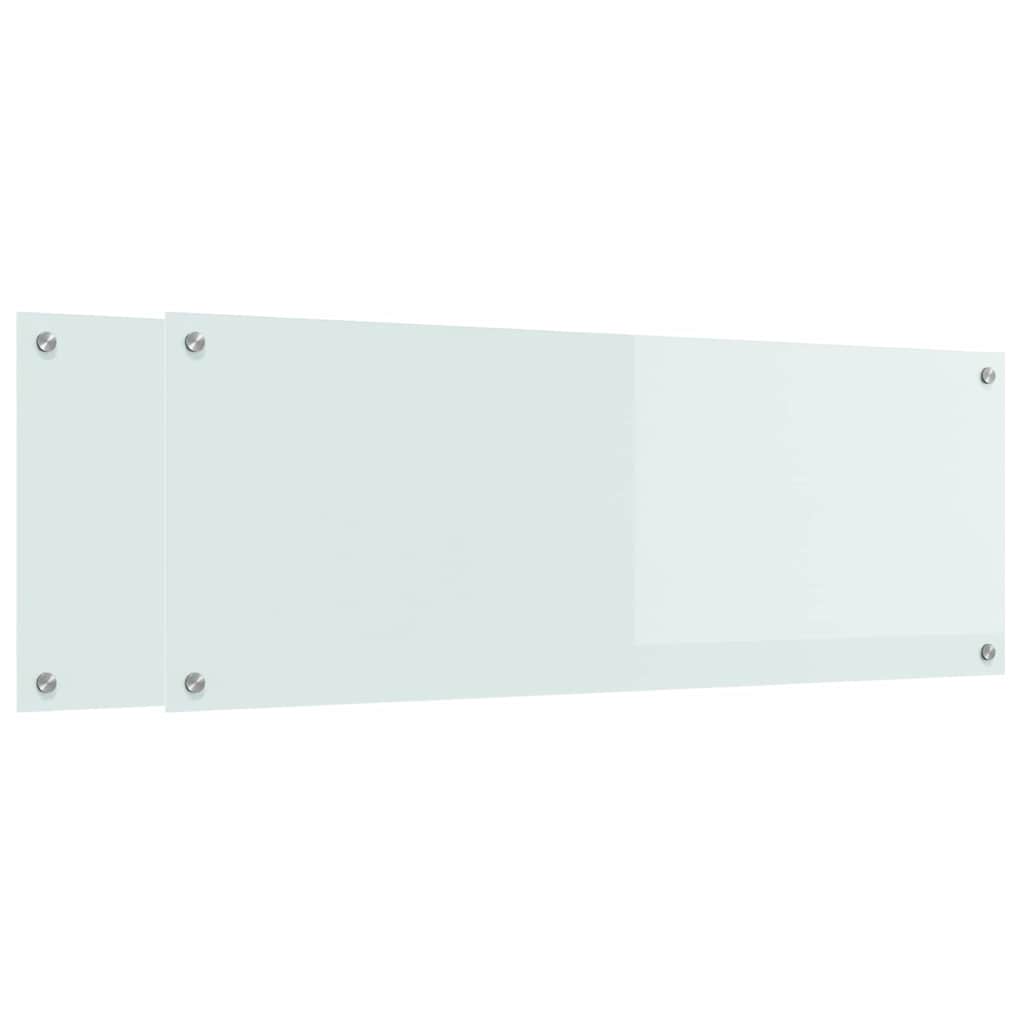 Πίσω Πάνελ Κουζίνας 2 pcs Λευκό 110 x 40 cm σκληρυμένο γυαλί - Pakobazaar