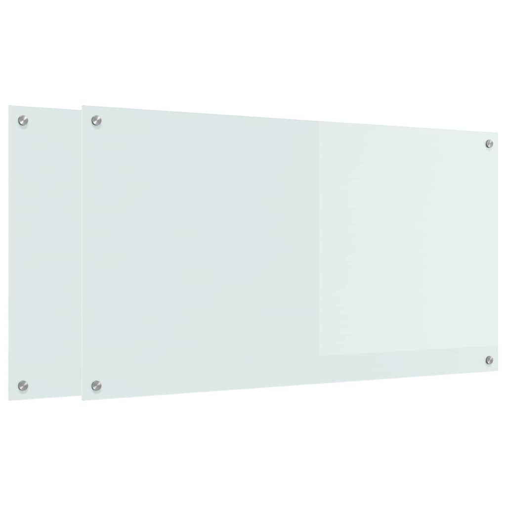 Πλάτη κουζίνας 2 pcs Λευκό 110 x 60 cm σκληρυμένο γυαλί - Pakobazaar