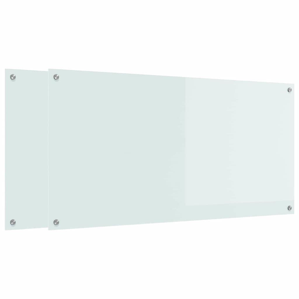Πλάτη κουζίνας 2 pcs Λευκό 120 x 60 cm σκληρυμένο γυαλί - Pakobazaar