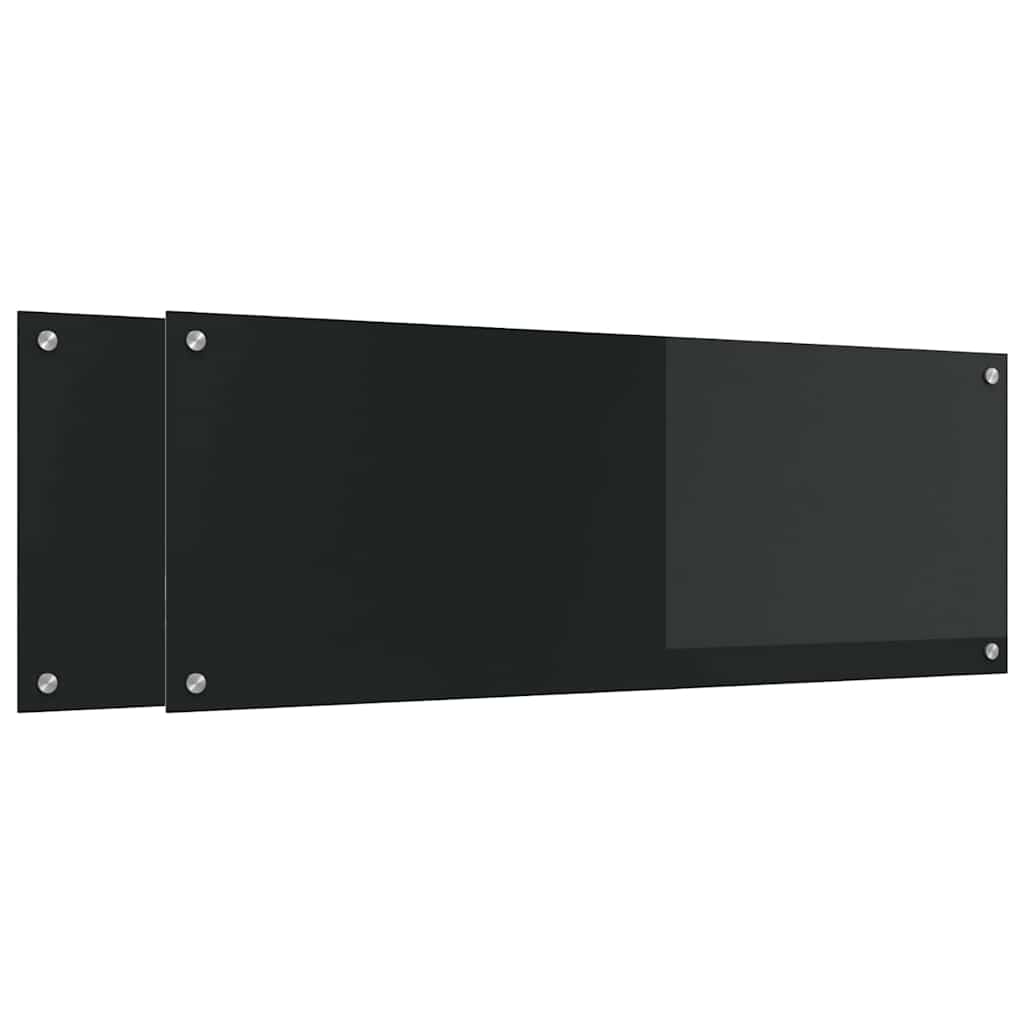 Πίσω Πάνελ Κουζίνας 2 pcs Μαύρο 110 x 40 cm σκληρυμένο γυαλί - Pakobazaar