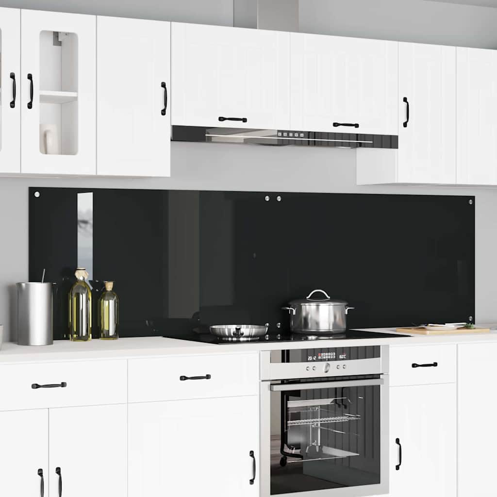 Πλάτη κουζίνας 2 pcs Μαύρο 110 x 60 cm σκληρυμένο γυαλί - Pakobazaar