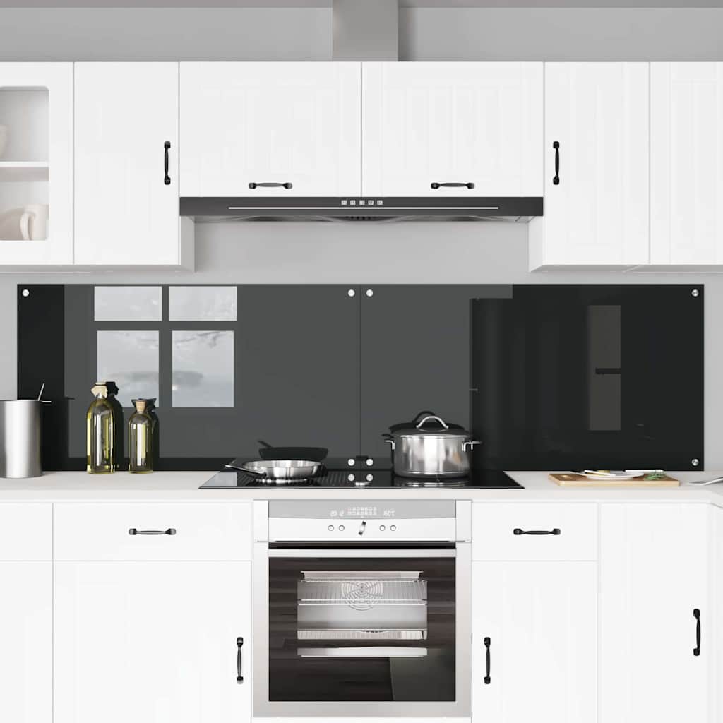 Πλάτη κουζίνας 2 pcs Μαύρο 110 x 60 cm σκληρυμένο γυαλί - Pakobazaar