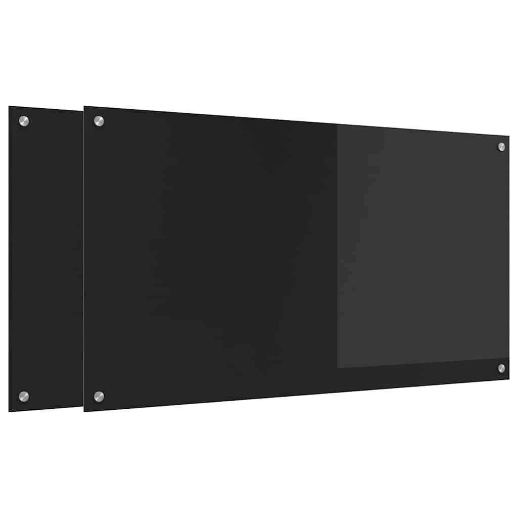 Πλάτη κουζίνας 2 pcs Μαύρο 110 x 60 cm σκληρυμένο γυαλί - Pakobazaar