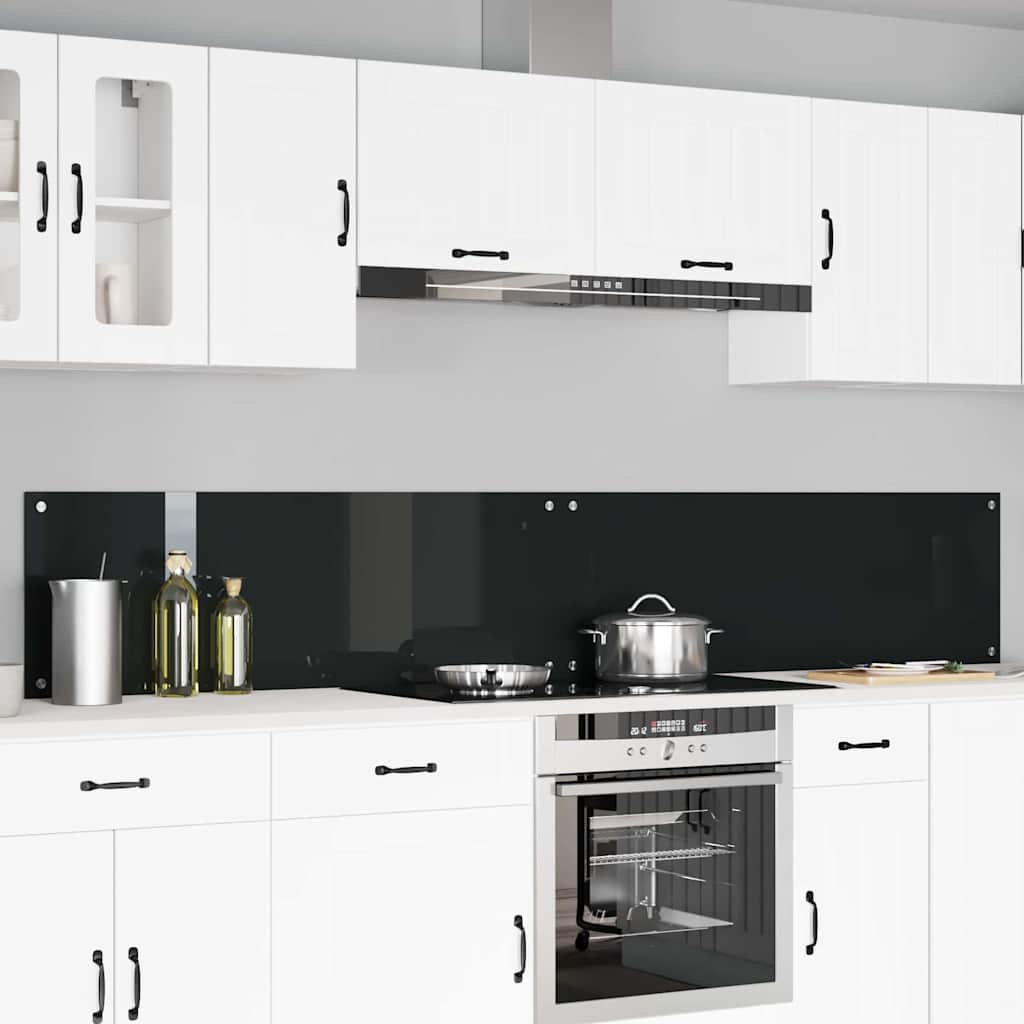 Πλάτη κουζίνας 2 pcs Μαύρο 120 x 40 cm σκληρυμένο γυαλί - Pakobazaar